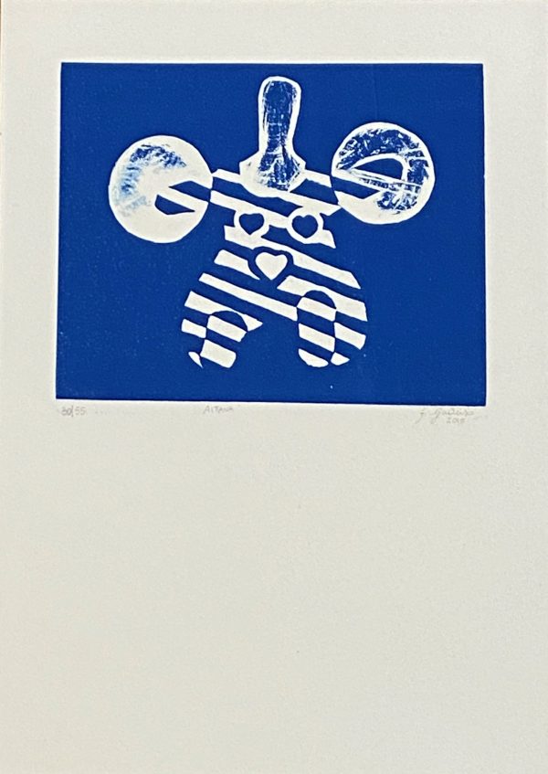 Aitana blu Linoleumgrafia su carta 50x35