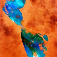 Eikon. My Multiverse VI, 2022, pigmento, smalto e glitter su tela, 75x55 cm