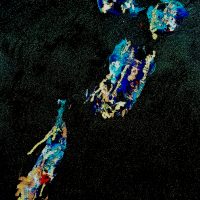 Eikon. My Multiverse XIII, 2022, pigmento, smalto e glitter su tela, 75x55 cm
