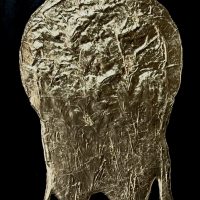 antropocene RESINA BICOMPONENTE CEMENTO PLASTICO . FOGLIA ORO SU TEL anno 2022 misure 80x 100 cm